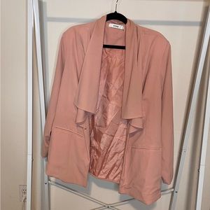 Pink drapefront plus size blazer
